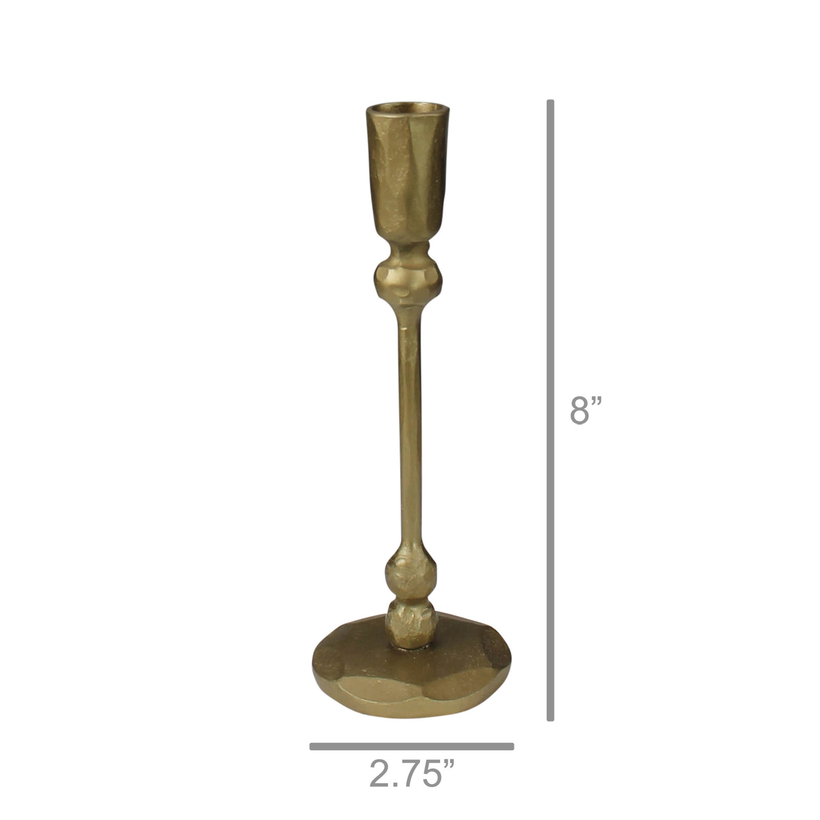 Iron Candlestick Holder, 8" H x 2.75" W x 2.75" D