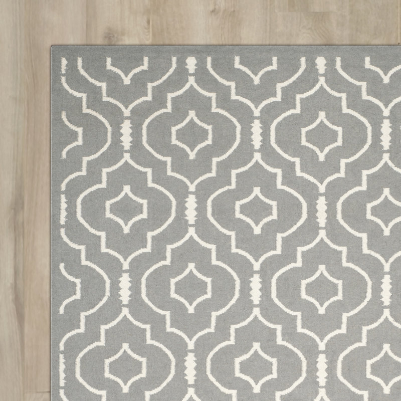 Tapis géométrique en laine / coton tissé à la main et à plat Waucoma, Rectangle 10 pi x 14 pi