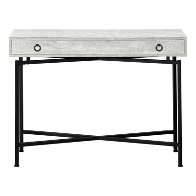 Narrow Hallway Table In Grey Laminate - Black Metal Legs, Storage Console Laminate, Accents