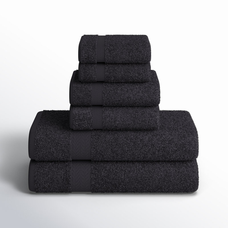  Franklin 100% Cotton Lightweight Quick-Drying Face Towel Washcloth, Black, 24 Pieces Towel Set
