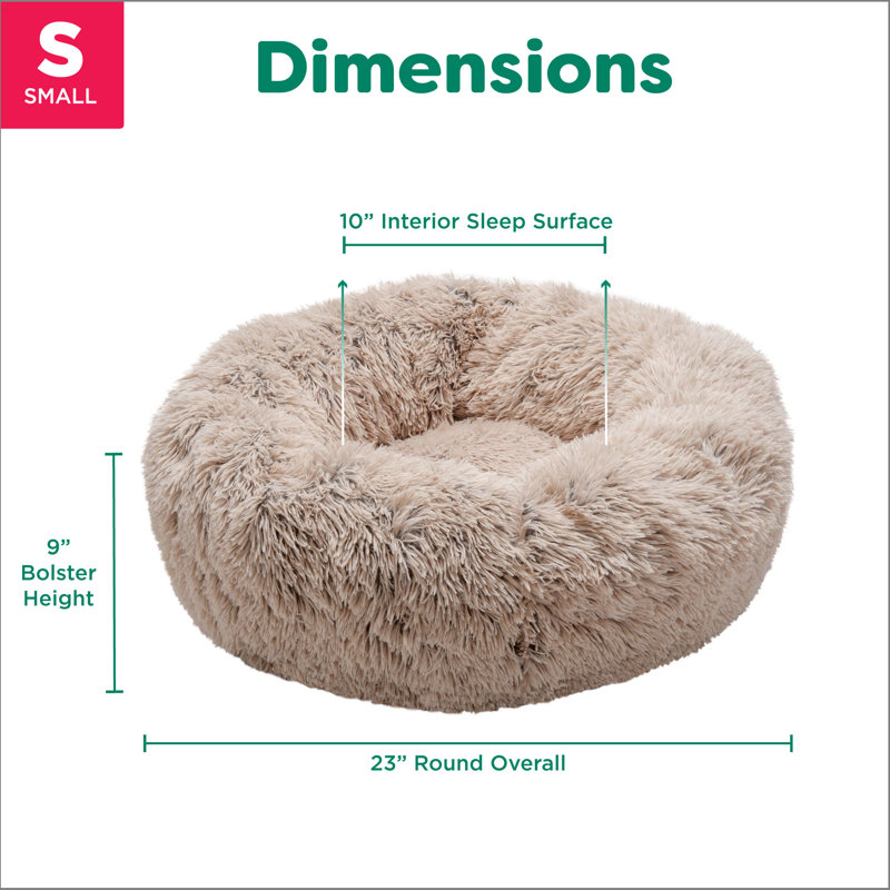 Small Taupe Faux Fur Orthopedic Donut Pet Bed