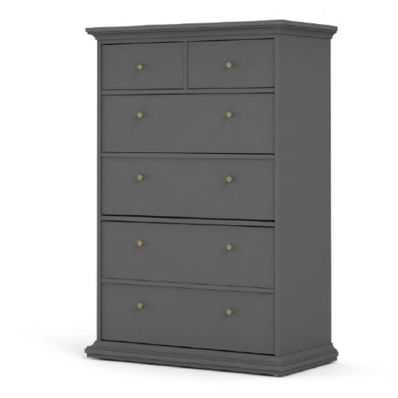 Woodburn 96.2 cm W Chest of 6 Drawers, Matte Grey