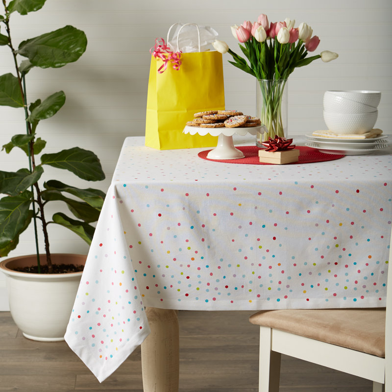 Polka Dots 100% Cotton Square Wedding Tablecloth