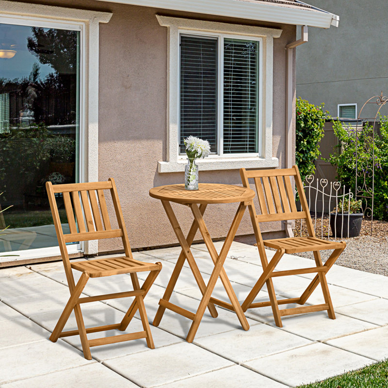 Ensemble de salle à manger pliable pour 2 personnes, ensemble bistro en bois d'acacia, ensemble bistro de patio