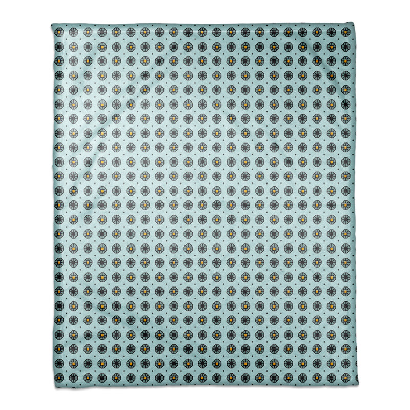  Jeté à motif floral Pixel, Bleu