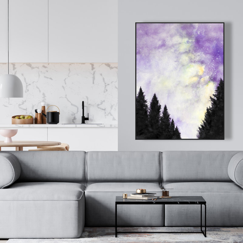 "Mauve ciel étoilé", reproduction d'art sur toile encadrée