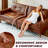 2-Piece Set 86.6-inch Brown Leather Sofa, Mid Century Modern 3-Seat Luxury Sectional Tufted Couch With Square Arms , Retro Home Sofa Living Room