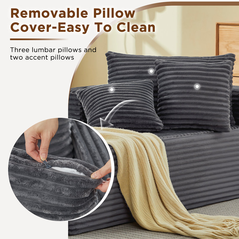 Canapé 57,7 po en fausse fourrure, Gris