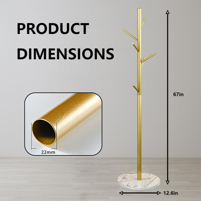 Coat Rack Freestanding With Marble Base