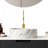 14"Bathroom Round Ceramic Sink With Stone Pattern, No Faucet, Matte White-533514381