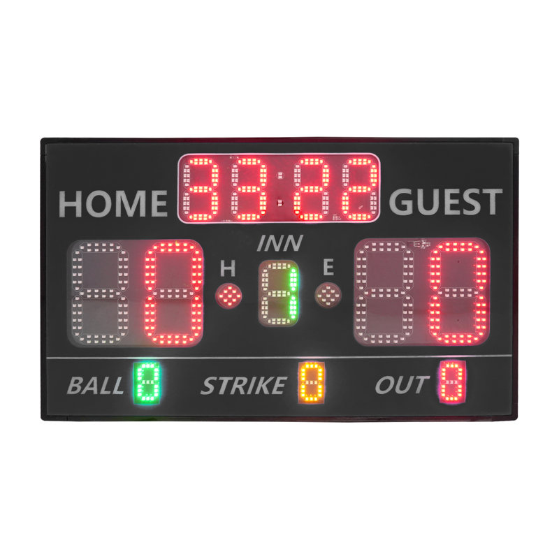 Tabletop/Wall-Mounted Portable Electronic Digital LED Baseball 12-Digit Scoreboard With Remote Control, Black