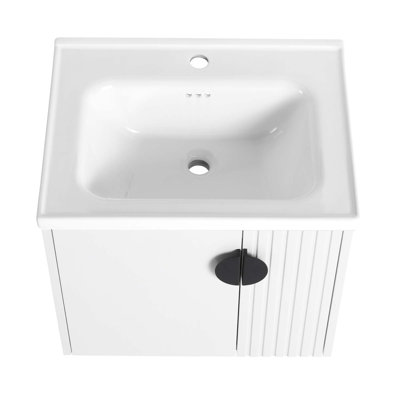 Meuble-lavabo avec lavabo, pour petite salle de bain, meuble-lavabo avec porte à fermeture en douceur