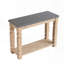 Console avec surface en béton et pieds tournés en bois