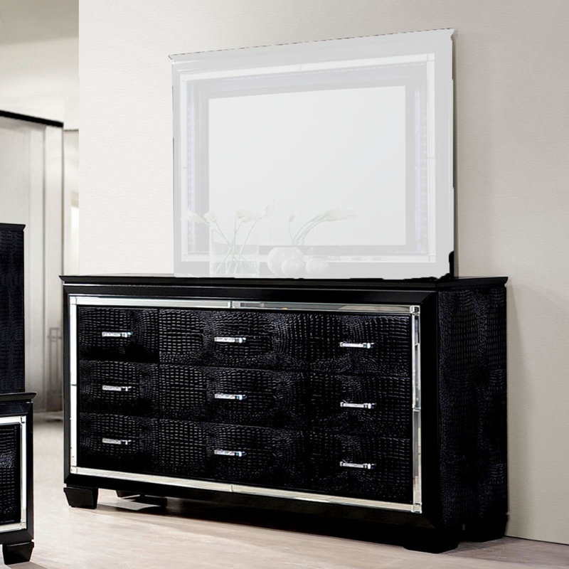Commode standard 9 tiroirs Maylyn, Noir