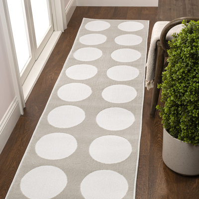 Edden Modern Geometric Circle Dot High-Low Beige/Cream Rug