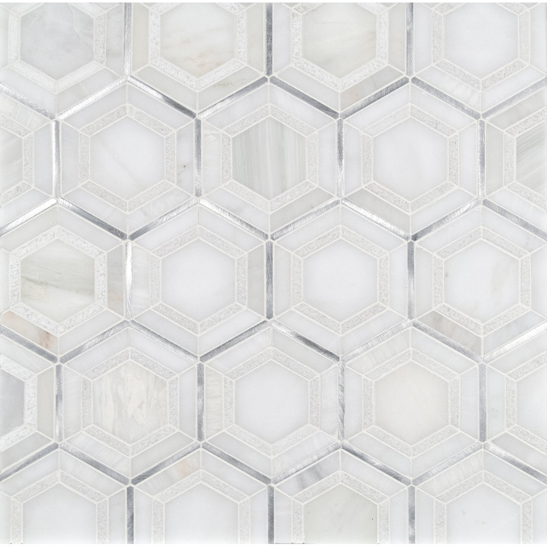 Artemis Hexagon 10 in. x 12 in. Stone Metal Blend Mosaic Wall Tile Ackland 