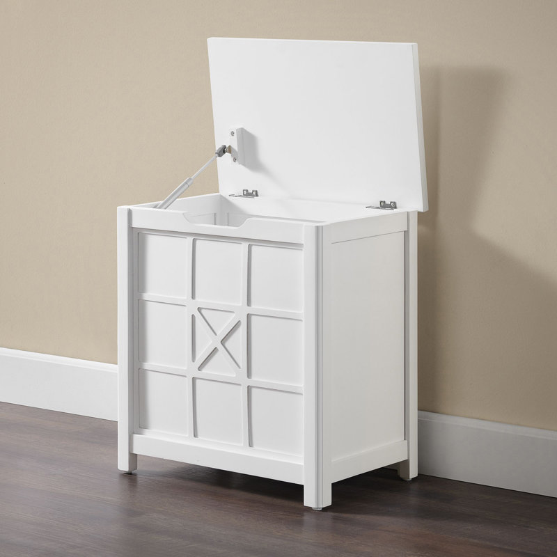 Hembree Deluxe Clothes Hamper - 19 in. W x 12 in. D x 20 in. H - Perfect for Laundry, Linens or Toys - Modern White Painted Finish - Complement Any Decor - Tool Organization & Garage Storage