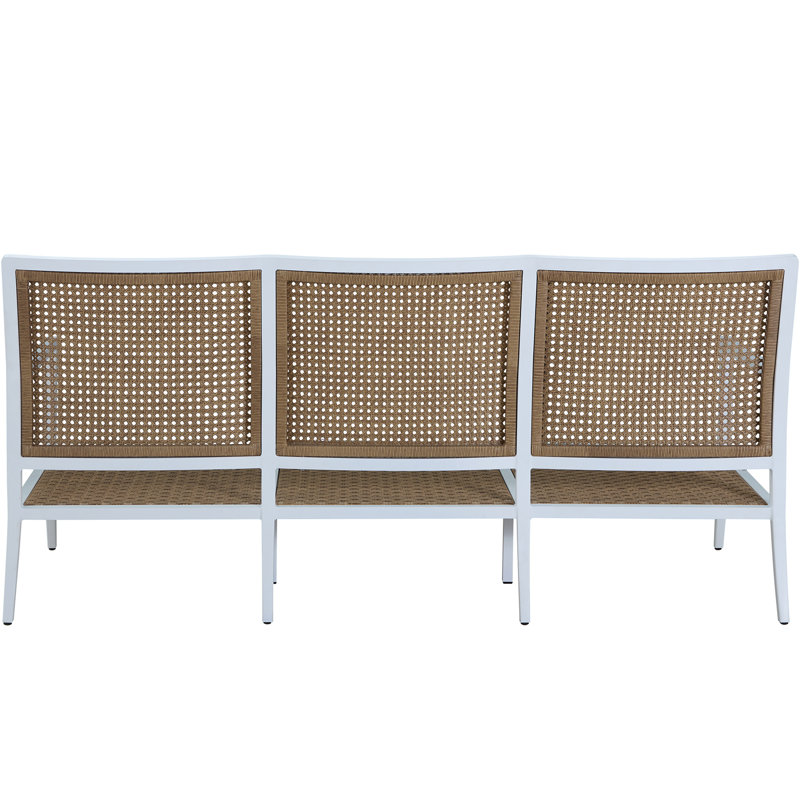 Bermuda Aluminum and Cane Sofa, Welt + Standard Fill, Availa Natural White, Chalk/Natural Cane