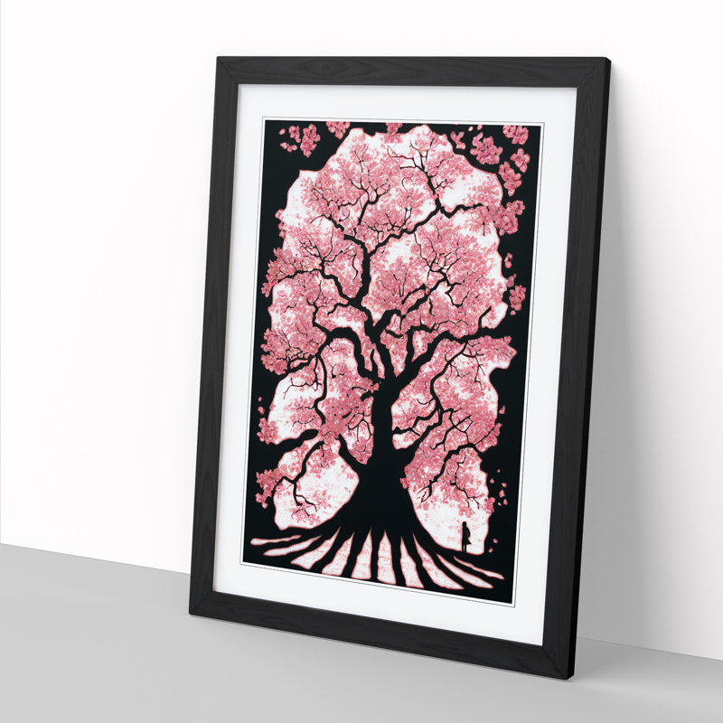 Cherry Blossom Tree Gothic - Picture Frame Print, 64cm H x 46cm W x 2cm D, Black Framed