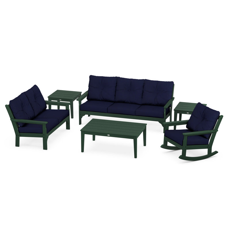 Vineyard 6-Piece Deep Seating Set, Green, Navy