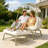 Double Patio Egg Chair With Ottoman, Wicker Outdoor Egg Chair With Cushion, 2 Person Lounge Chair With Footrest For Balcony, Garden And Backyard-1860601320-1860601331
