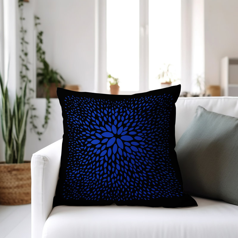 Coussin décoratif réversible en polyester filé Bavière, H 19 po x l 19 po, Bleu marine/noir