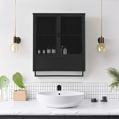 Armoire murale moderne 23,62 po à deux portes en verre