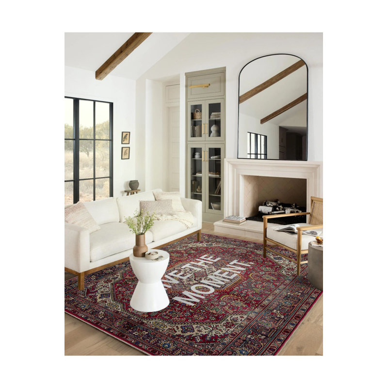 Tapis rouge lavable Live The Moment, Sous-tapis rectangulaire 2 pi 4 po x 3 pi 11 po