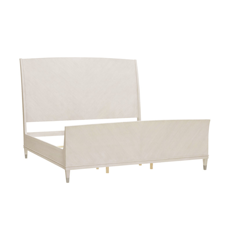 Beige King Transitional Wood Panel Bed with Headboard