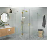 Halo 54 in. x 48 in. x 78 in. 90-degree Fully Frameless Glass Hinged Shower Enclosure