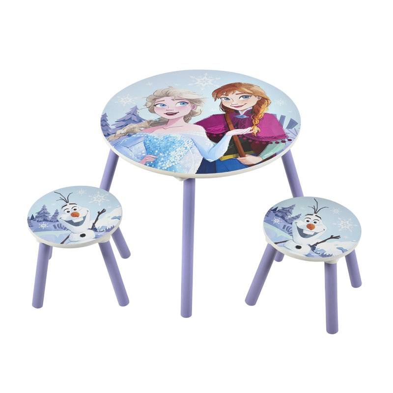 Disney Frozen Children Kids Table & Chairs (2 Stools Included) - Ideal for Arts & Crafts, Snack Time, Homeschooling, Homework & More