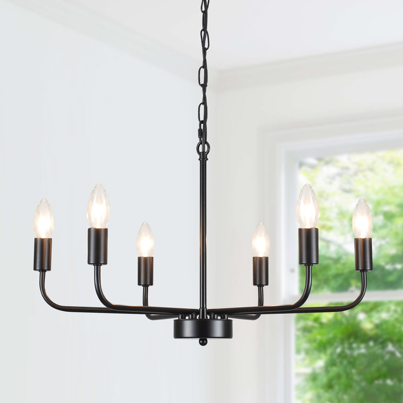  Liseli 6 - Light Dimmable Classic / Traditional Black Chandelier for Dining Room Kitchen Island Foyer Entryway-22.24"W x 74.8"H