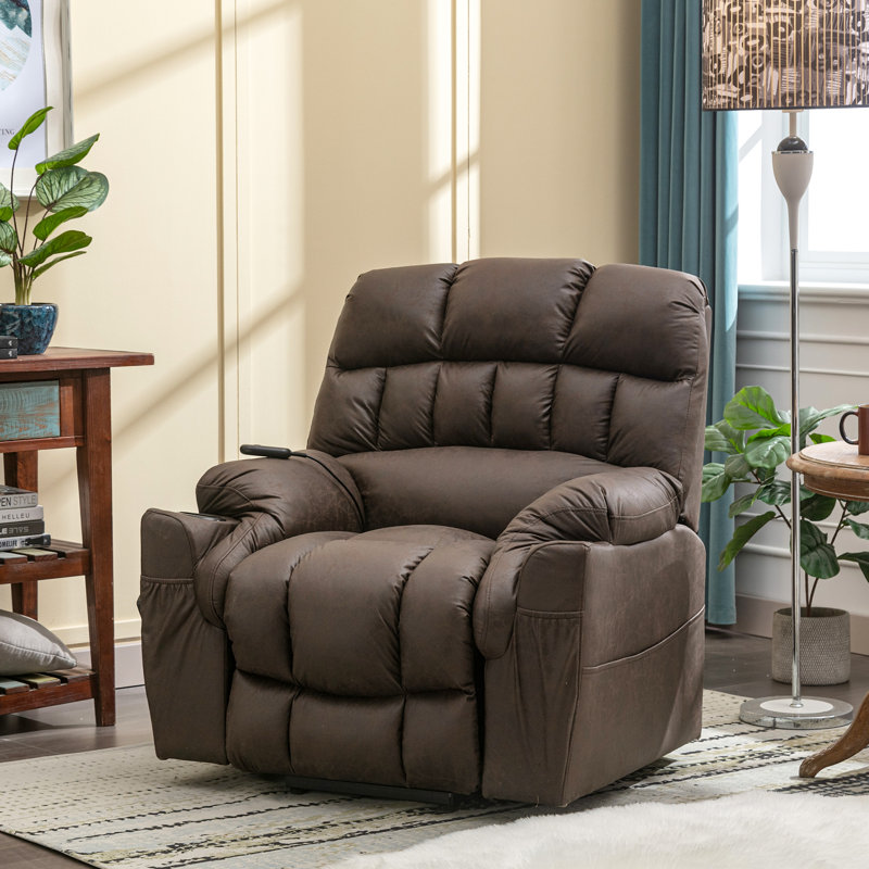 Power Lift Recliner Massage Chair with Cup Holders, Heavy Duty Electric Lounge Chair for Elderly, Brown
