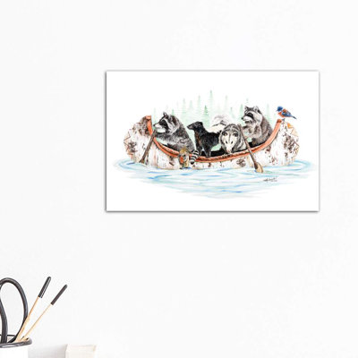 Critter Canoe by Holly Simental - Wrapped Canvas Print