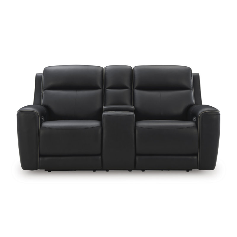 Valdivia Power Reclining Loveseat With Console, Black