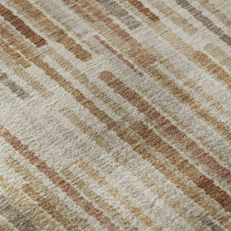 Premium Machine Washable Mayfield AMF2102 Striped Rug, Terracotta, 9' x 12'