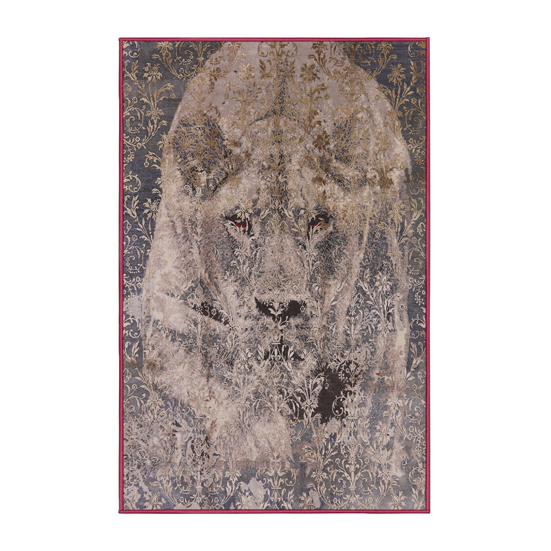 Tapis floral gris / ivoire, Rectangle 2 pi x 4 pi