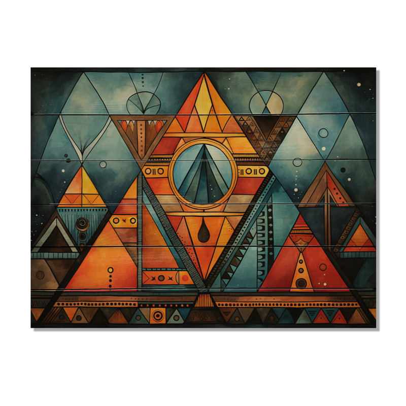 Motif tribal africain I sur bois, H 30 po x l 40 po x P 0,78 po