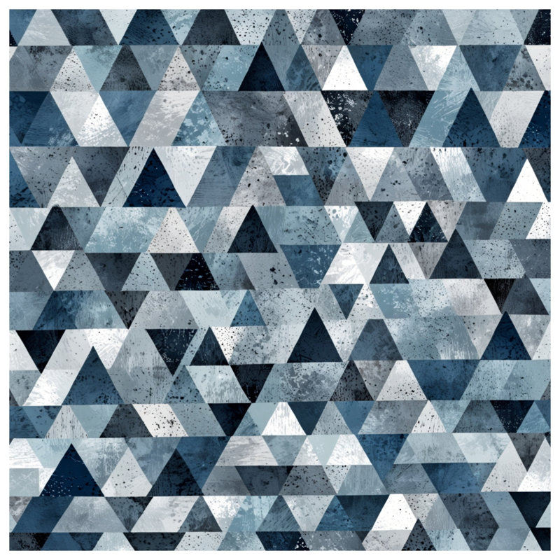 Couvertures mosaïques bleues et triangulaires, L 60 po x H 80 po