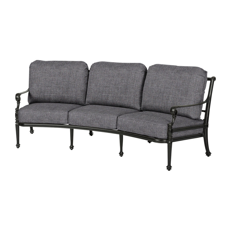 Grand Terrace Curved Sofa with Sunbrella Cushions, Cast Slate Sunbrella® Plainweave, Desert Bronze