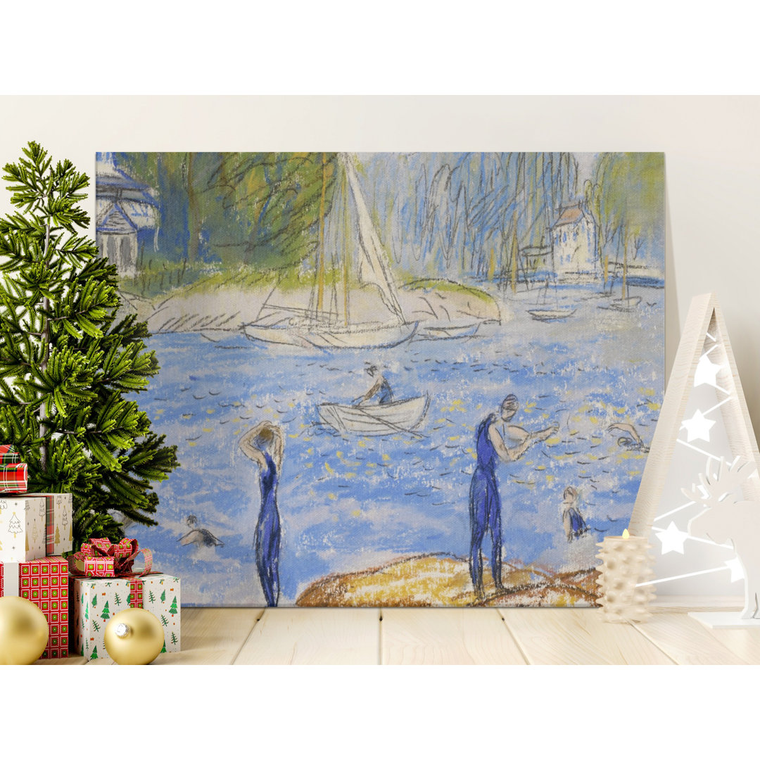 Swimmers Canvas Wall Art, Coastal Scene Print, Gallery Wrapped Canvas, Ready to Hang, Archival Quality, Lake House Decor, Summer Art
