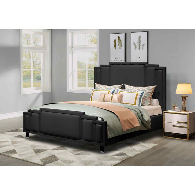 Upholstered Bed, Black, Single (3')