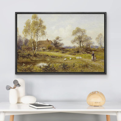 Rustic Countryside " IDEA4WALL Framed Canvas Print Wall Art Vintage Pastoral European Country Farm Nature Wilderness Illustrations Fine Art Decorative Landscape Relax/Calm For Living Room, Bedroom, Office "