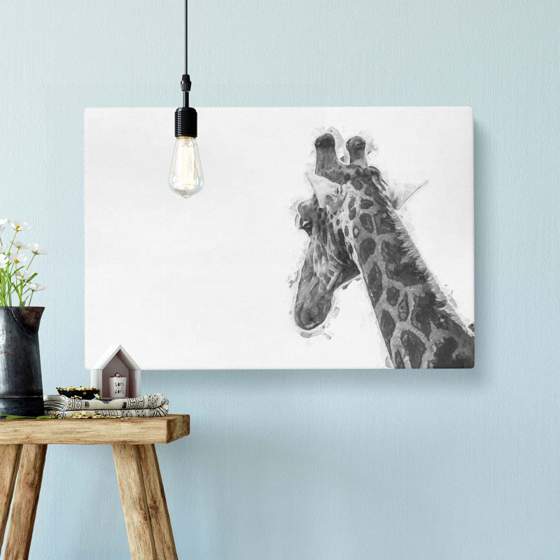 Monochrome Giraffe In Abstract - Wrapped Canvas, 50cm H x 76cm W x 3cm D