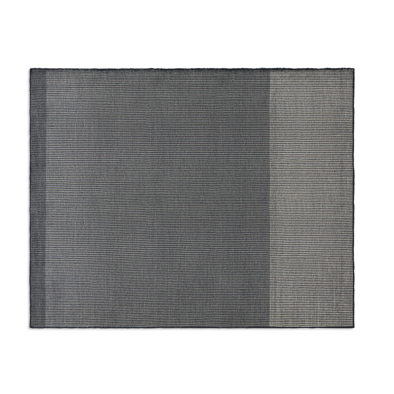 Bousta Wool Striped Area Rug in Black/Gray, Rectangle 8' x 10'