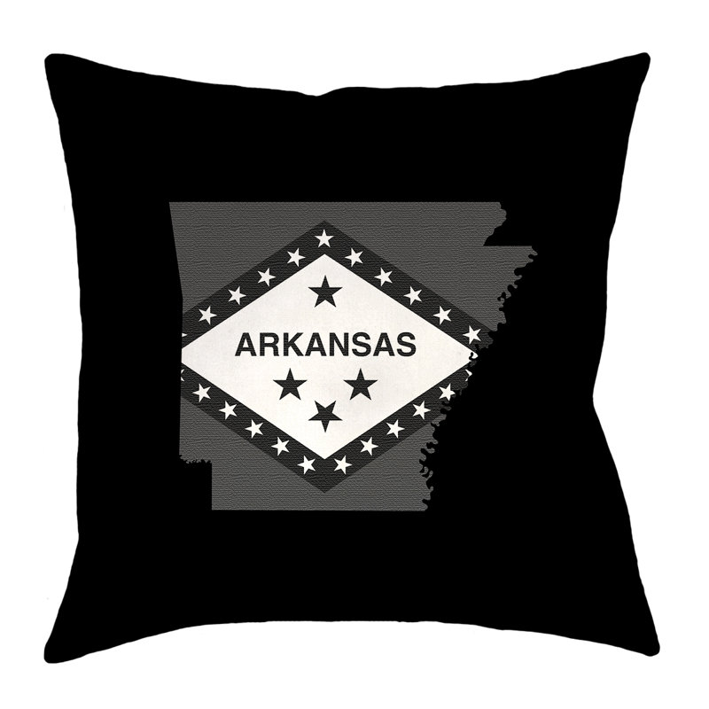 Housse de coussin drapeau de l’Arkansas Katelyn Smith, Noir/gris, 28 po x 28 po