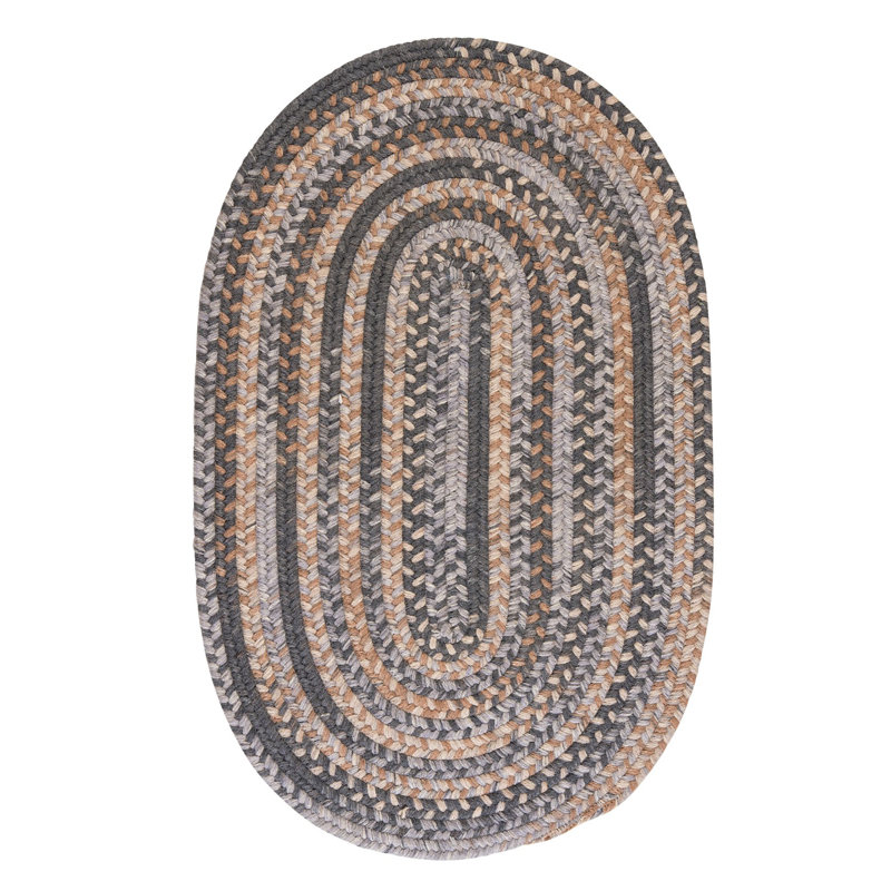 Tapis réversible en laine Oyola - gris graphite, Ovale 5 pi x 8 pi