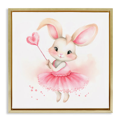 «Ballerina Bunny with Wand», encadré doré sur toile flottante par Andrea Haase