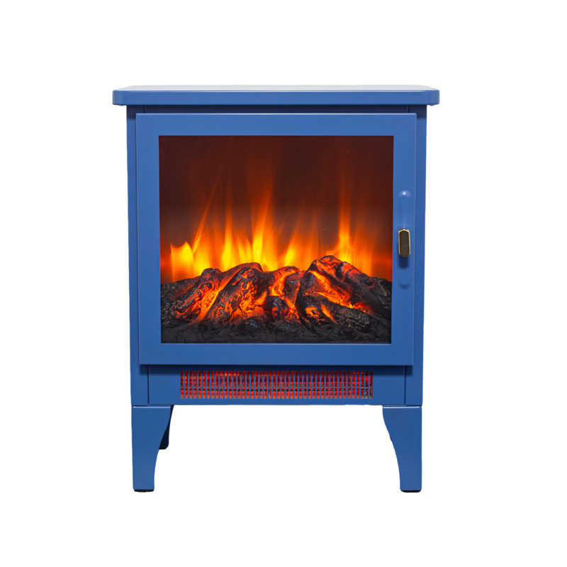 Freestanding Electric Fireplace Stove heater with 3D Flame effect, Aqua Blue