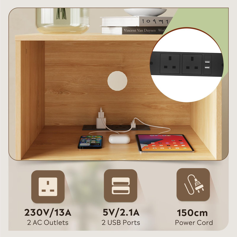86cm H Media Shelves, Light Oak